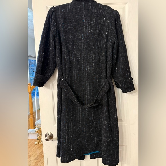 Vintage Miss New Yorker Wool Blend Tweed Coat | Black with Blue Flecks | Size M - Picture 2 of 5